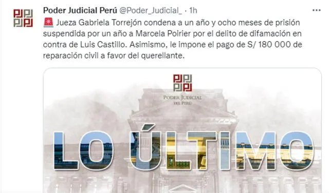 <em>Jueza Gabriela Torrejón condenó a un año y ocho meses de prisión suspendida a Marcela Poirier. Foto Poder Judicial</em>   