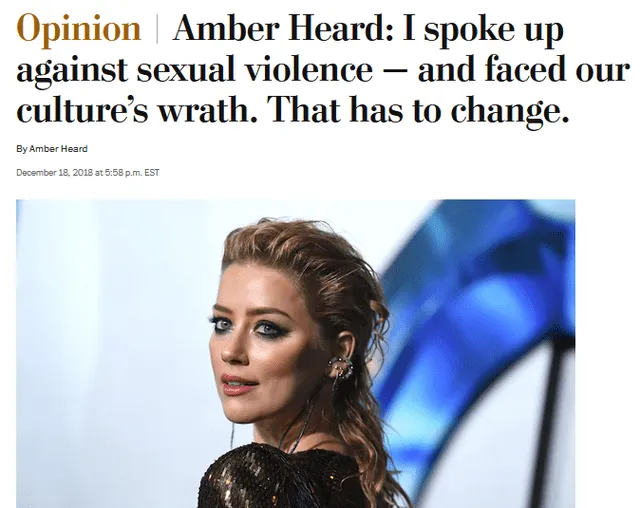 Artículo de Amber Heard publicado en The Washington Post. Foto: Captura/TWP   